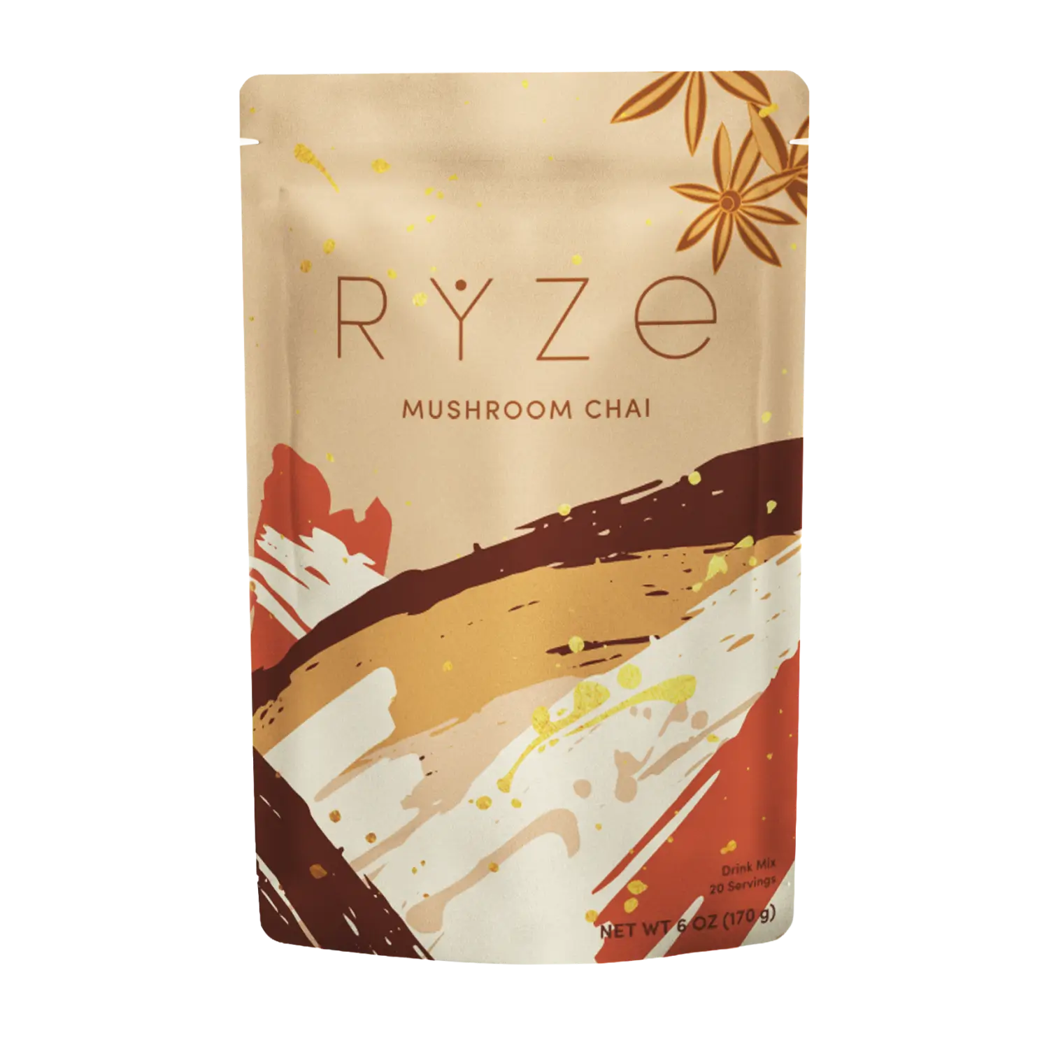 RYZE Mushroom Chai — Organic Instant Chai with Reishi & Organic Black Tea, 20 Servings J1