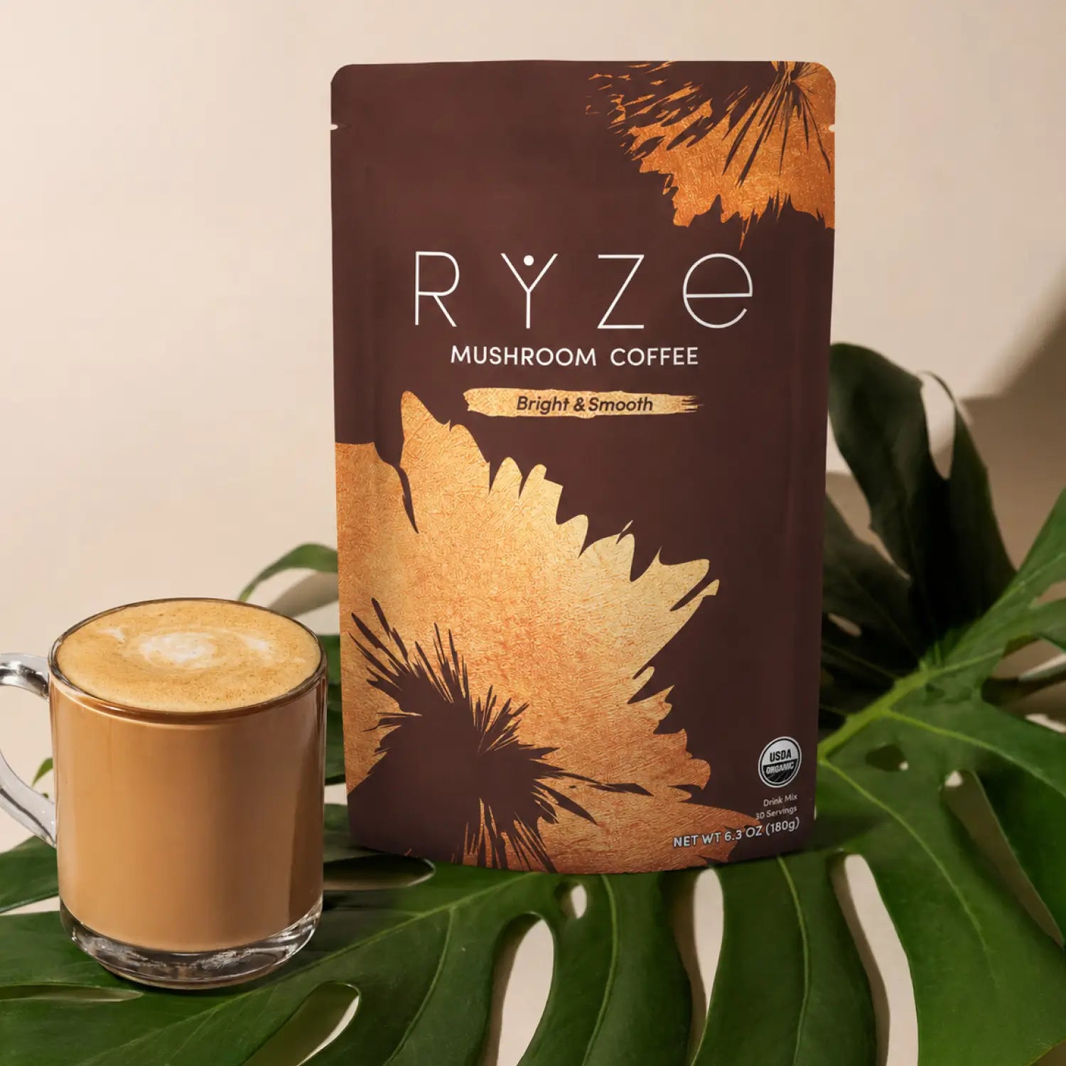 RYZE Mushroom Coffee — Organic Instant Coffee with Cordyceps & Reishi, 30 Servings D4