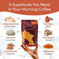 RYZE Mushroom Coffee — Organic Instant Coffee with Cordyceps & Reishi, 30 Servings D4