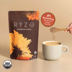 RYZE Mushroom Coffee — Organic Instant Coffee with Cordyceps & Reishi, 30 Servings D4