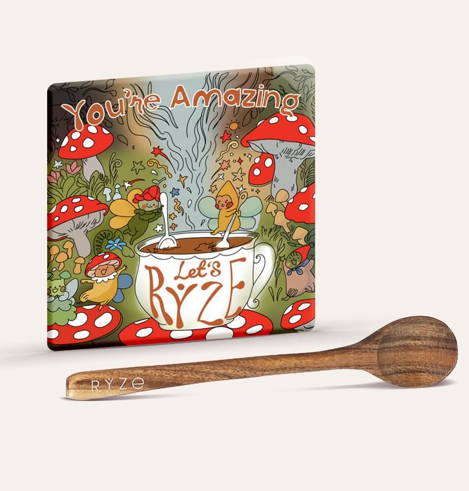 Mushroom Magnet + Acacia Spoon X2