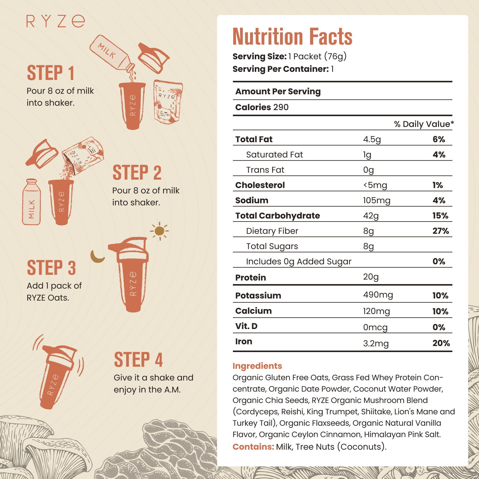 Mushroom Overnight Oats Pack (28 Servings) S7