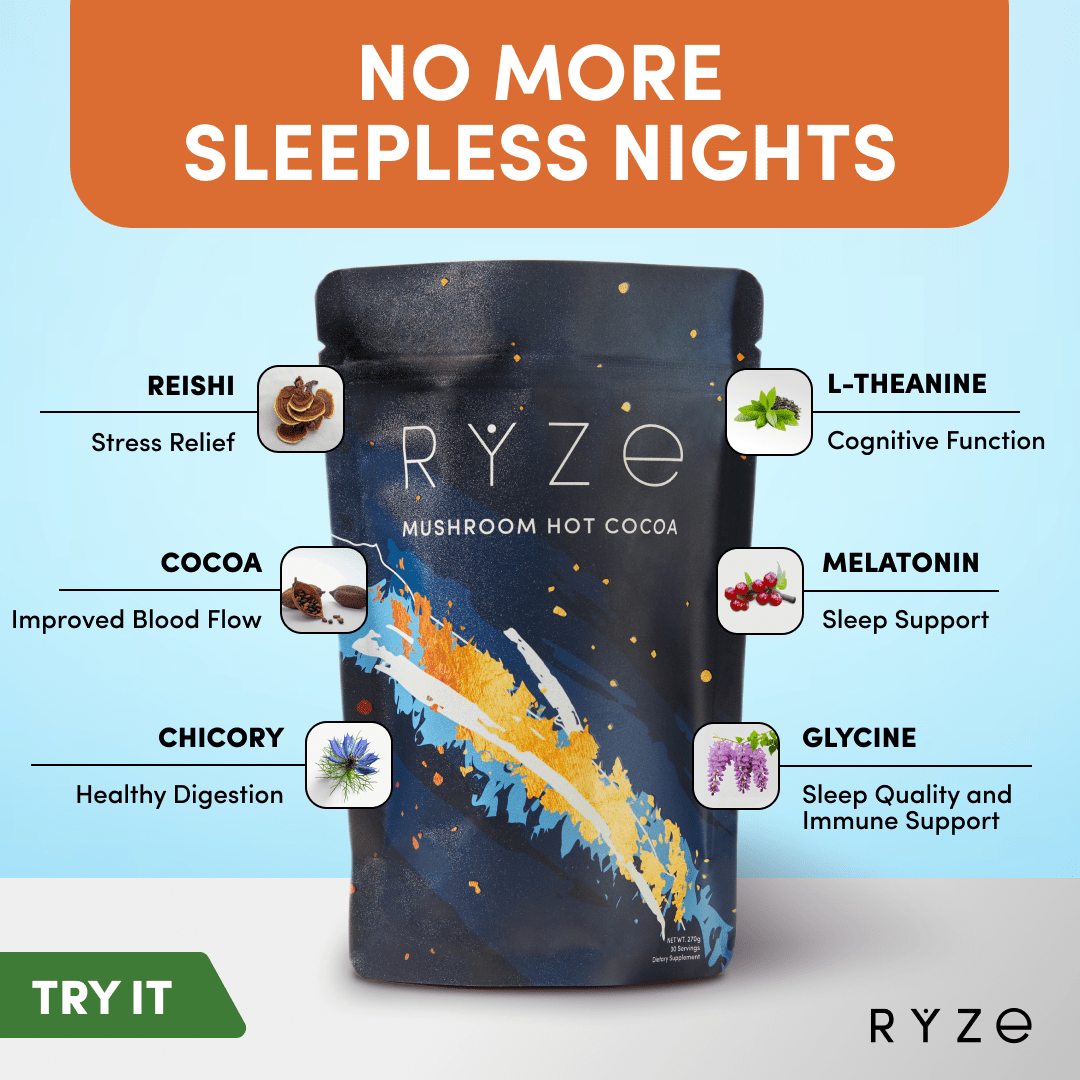 RYZE Hot Cocoa - with 6 Sleep Superfoods to Help Fall Asleep and Stay Asleep K0