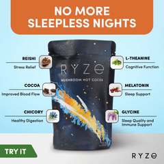 RYZE Hot Cocoa - with 6 Sleep Superfoods to Help Fall Asleep and Stay Asleep Q9