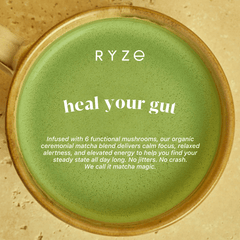 RYZE Mushroom Matcha - with 6 Organic Adaptogenic Mushrooms Grown In USA and Ceremonial-Grade Japanese Matcha L0