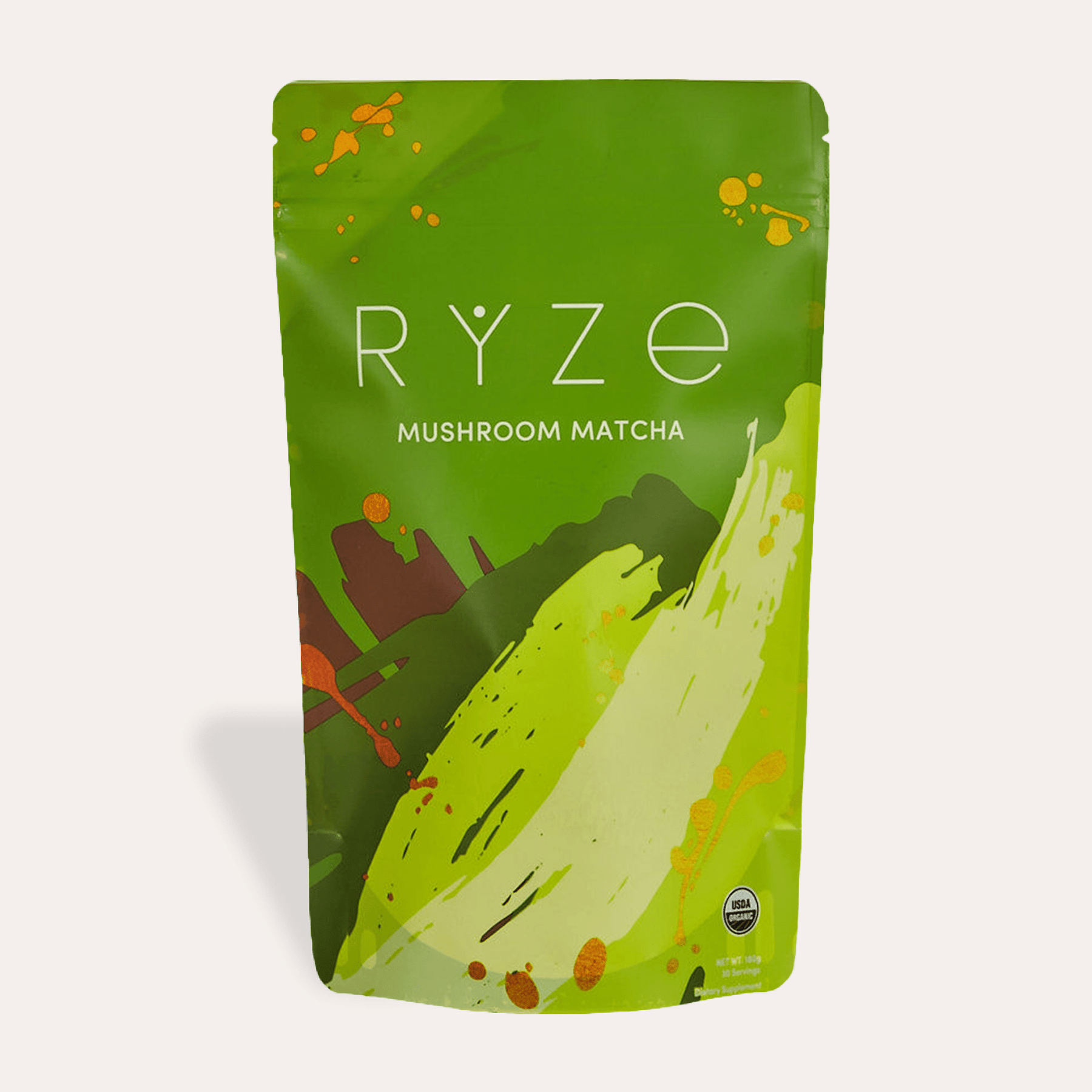 RYZE Mushroom Matcha - with 6 Organic Adaptogenic Mushrooms Grown In USA and Ceremonial-Grade Japanese Matcha F6