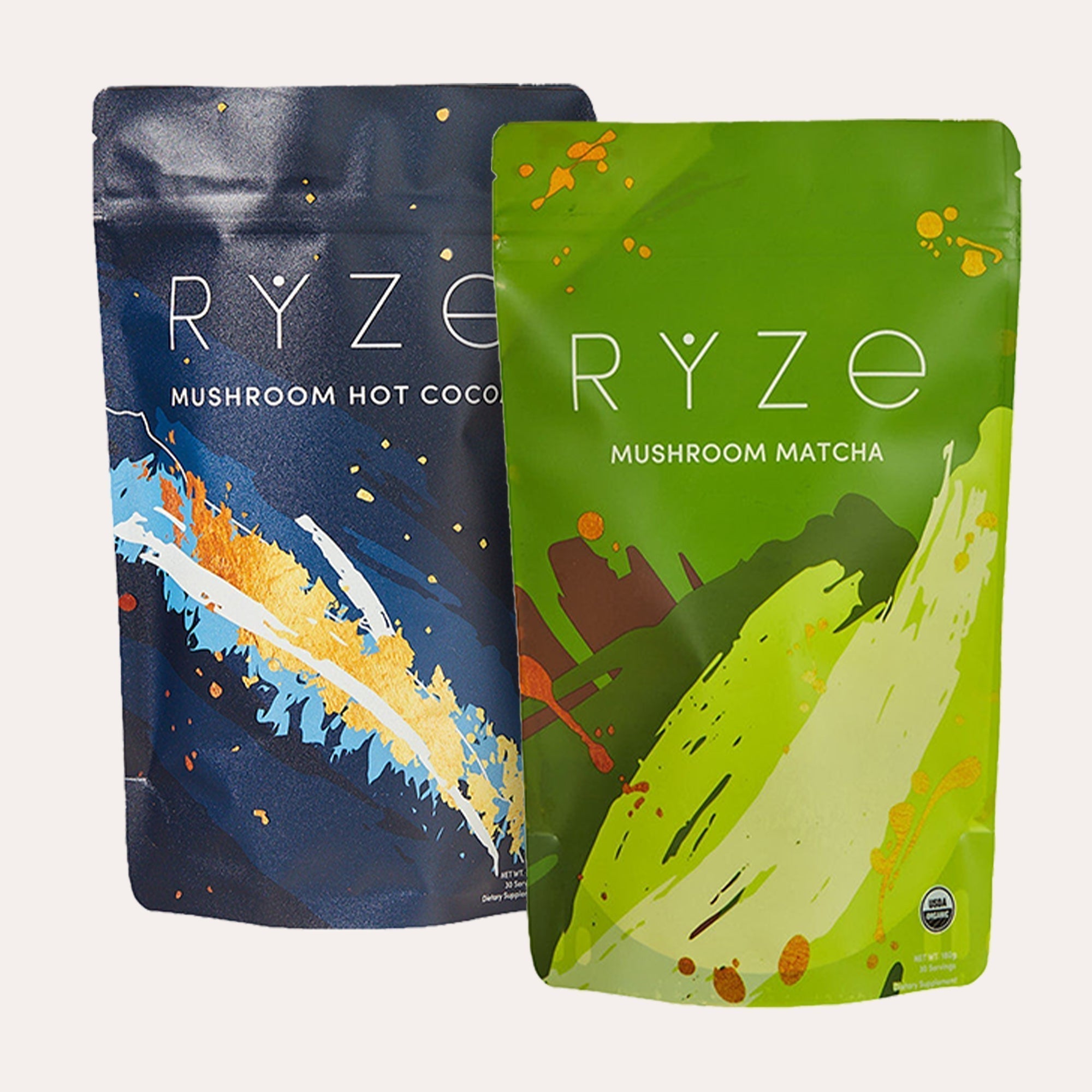 RYZE Mushroom Matcha - with 6 Organic Adaptogenic Mushrooms Grown In USA and Ceremonial-Grade Japanese Matcha L0