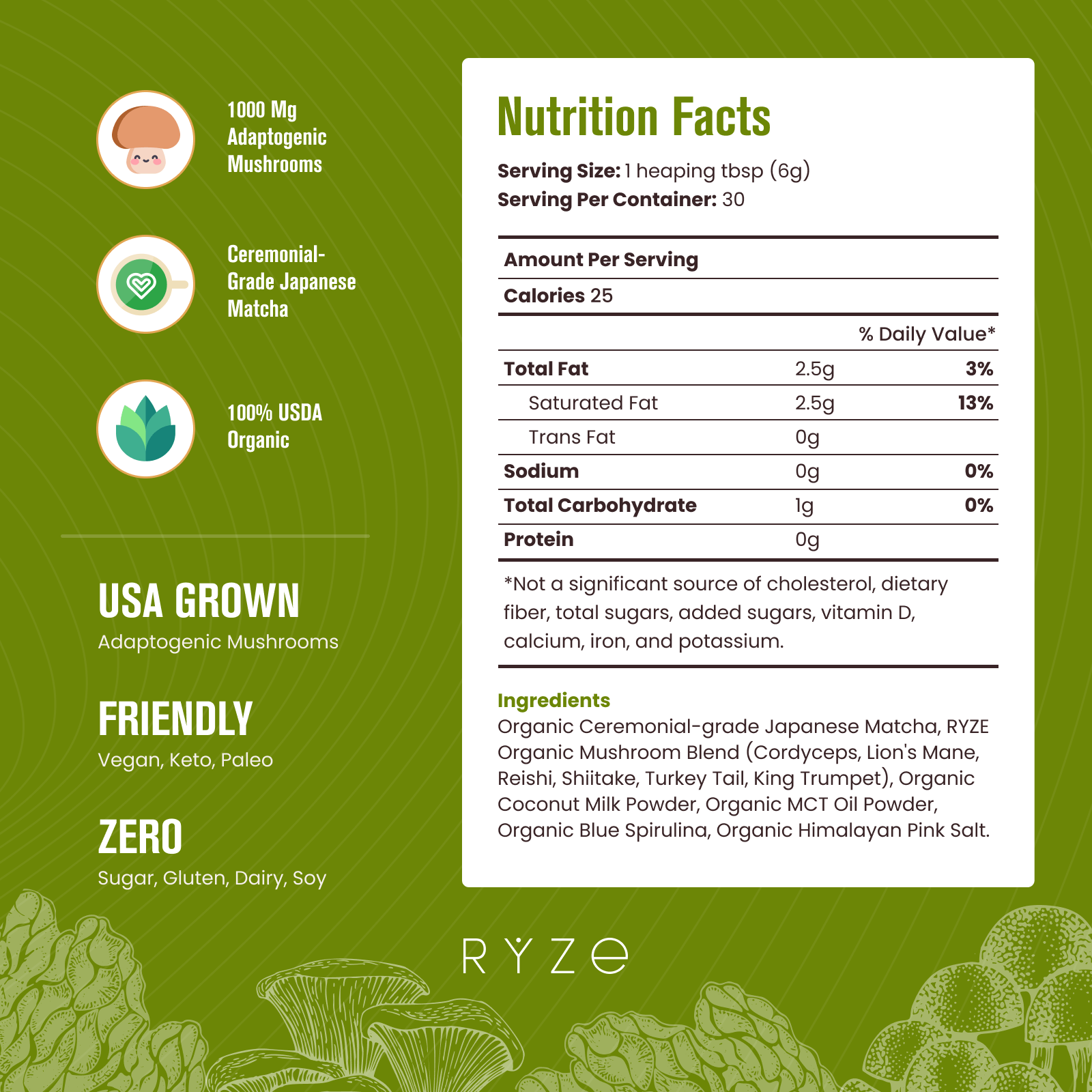 RYZE Organic Mushroom Matcha Starter Kit (60 servings) A8